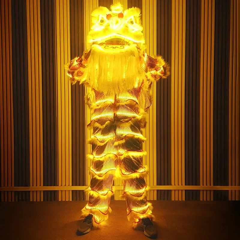 LED Single Luminous Lion Dance Bar Nightclub KTV Wine Props Opening Ceremony Supplies Clothes 1 Piece Set