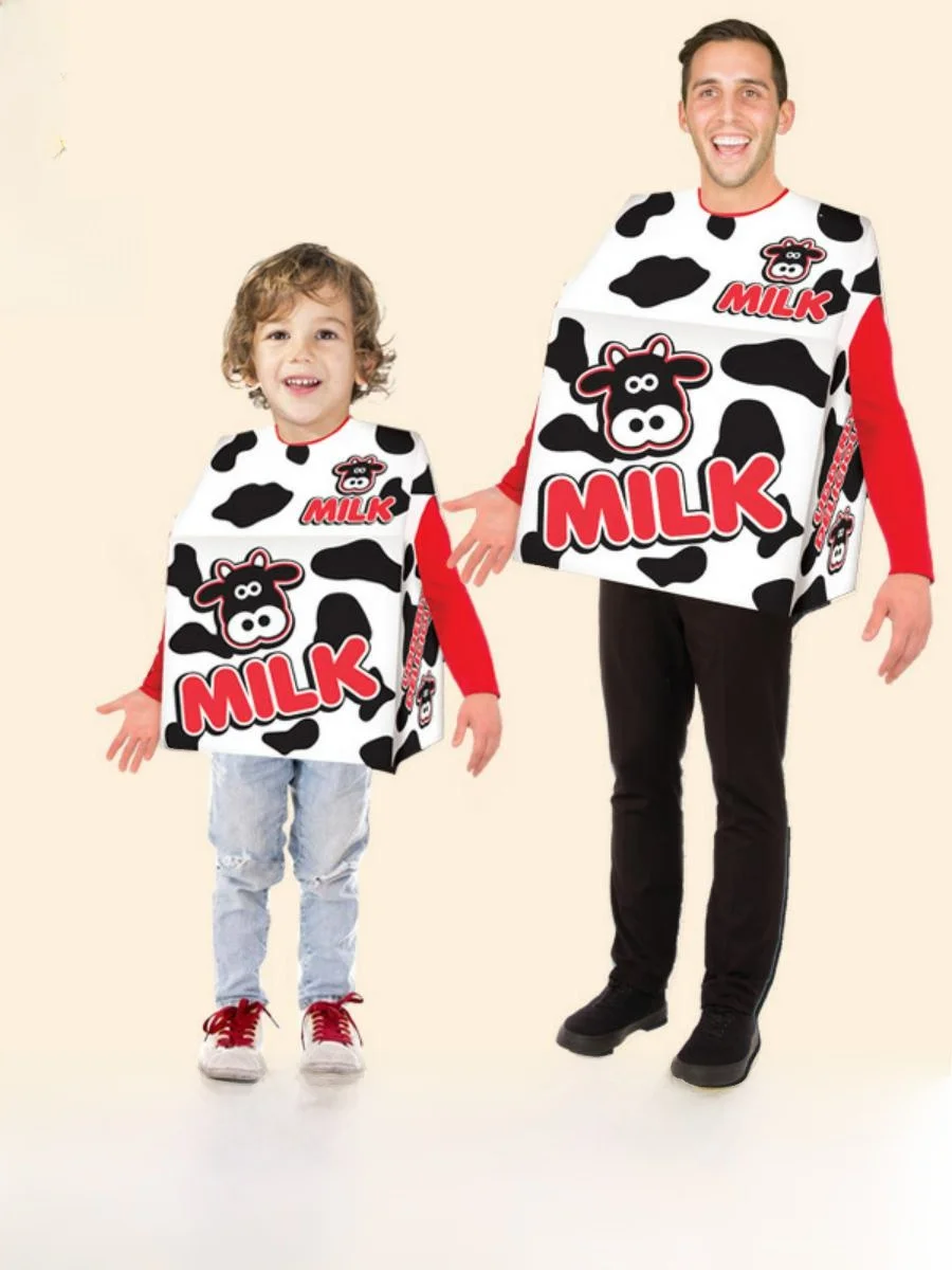 New loween Adult Funny Food Costume Cosplay Milk Box Fun Role-Plang Game Stage Clothes Polyester Spring Season