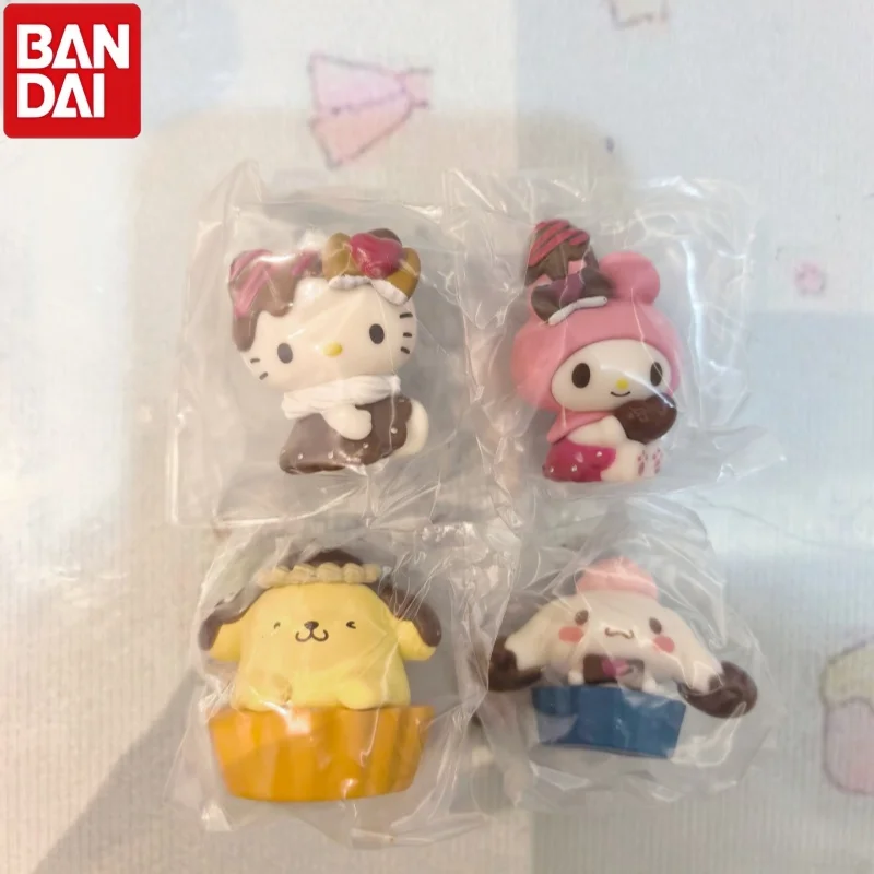 

Оригинальная капсульная игрушка Bandai Gashapon Sanrio Hello Kitty Kuromi Chocolate Dress Up, коллекционная фигурка, милая мини-фигурка Kawaii