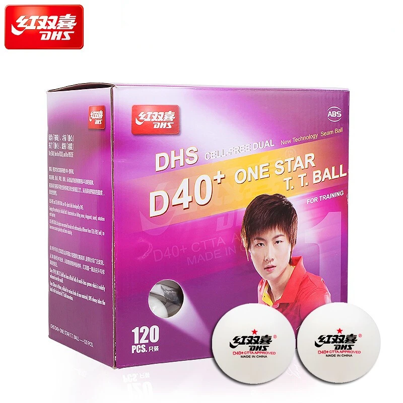 DHS Table Tennis Ball 120 Balls 1 Star D40+ Balls For Table Tennis Training ABS Seamed Poly Plastic Ping Pong Balls