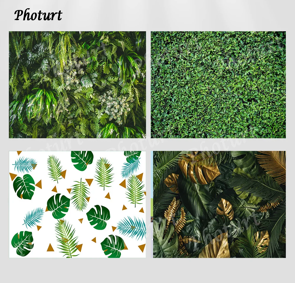 PHOTURT Tropical Jungle Green Leaves Backdrop Safari Plants Birthday Party Background Baby Shower Portrait Photography Props