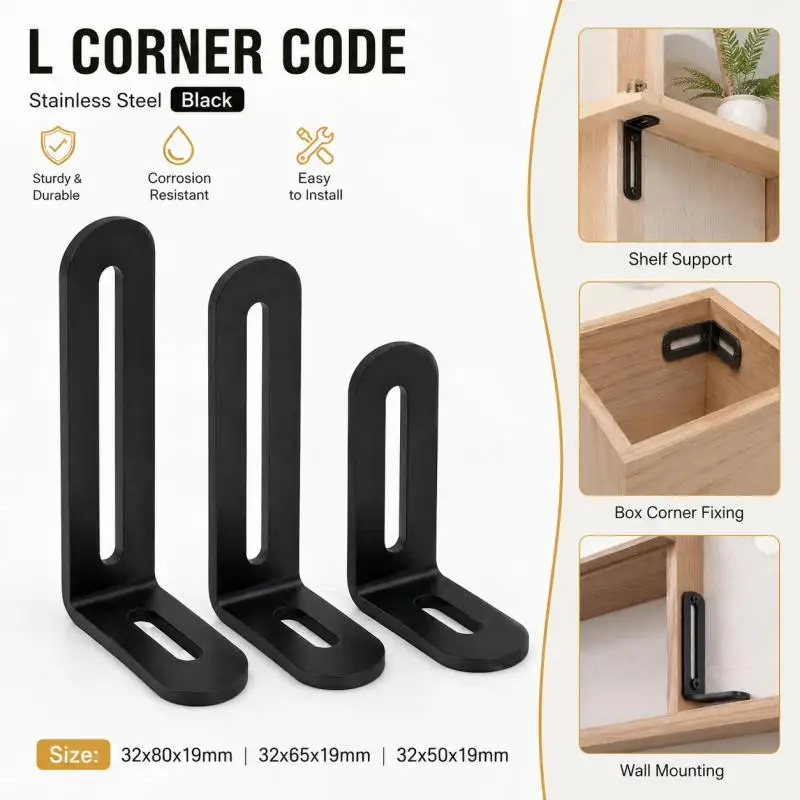 2pcs Adjustable Bracket, 90 Degree L-Shaped Right Angle Bracket, Fixed Furniture, Connecting Corner Code