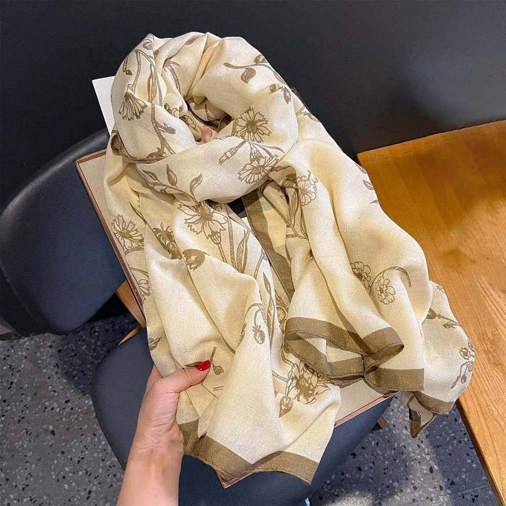 الحلو تنفس المرأة الأزهار وشاح طويل البوليستر رقيقة كبيرة شال امتصاص العرق الطيور منقوشة واقية من الشمس الحجاب الفتيات #4