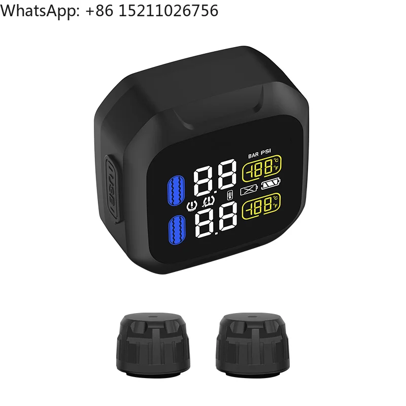 New Motorcycle Tire Pressure Monitoring System Wireless Digital Tire Pressure USB Motorcycle Tpms LCD Display