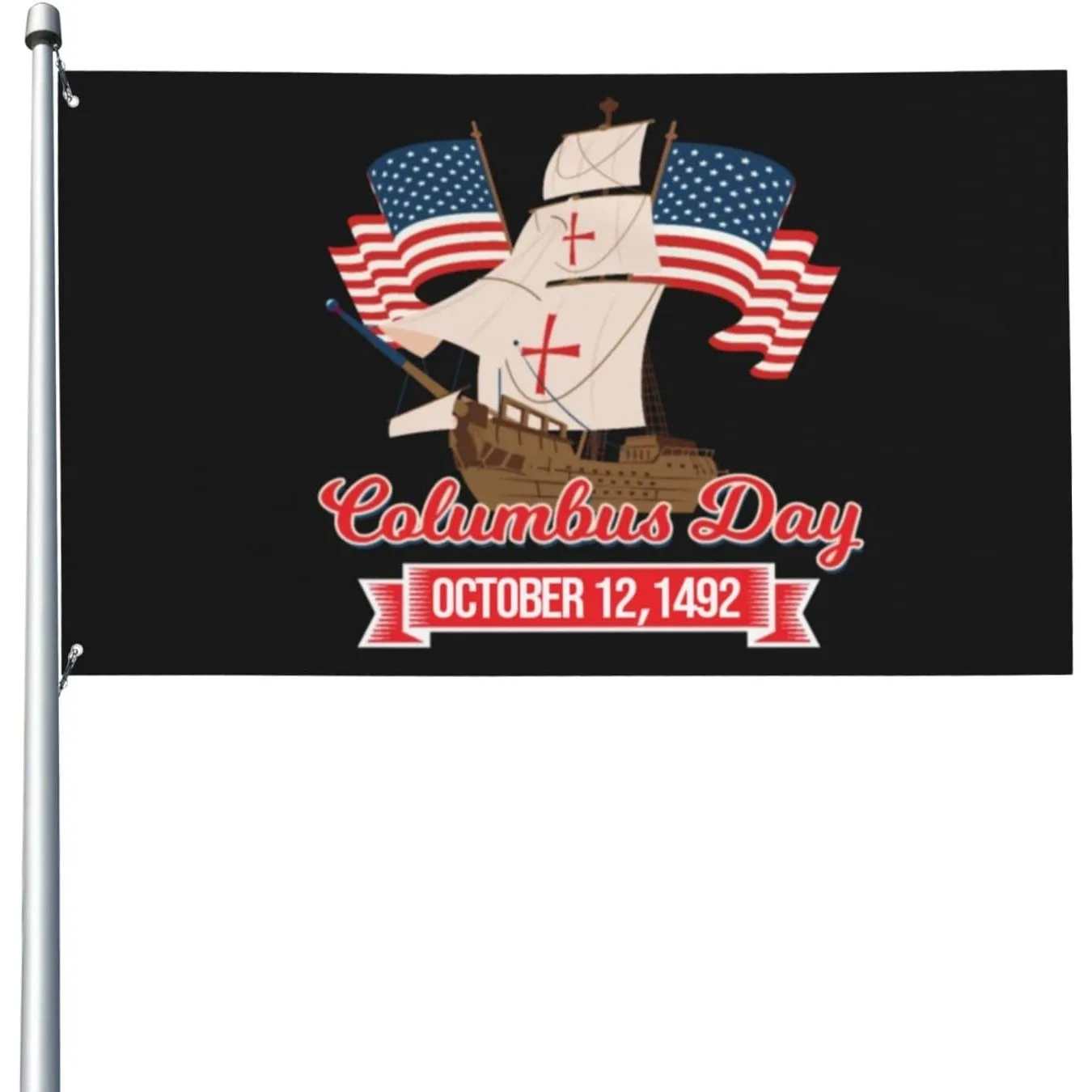 Glückliche Flagge zum Columbus Day, Feiern Sie die Flagge des Columbus Day 1492 ohne Flaggenmast