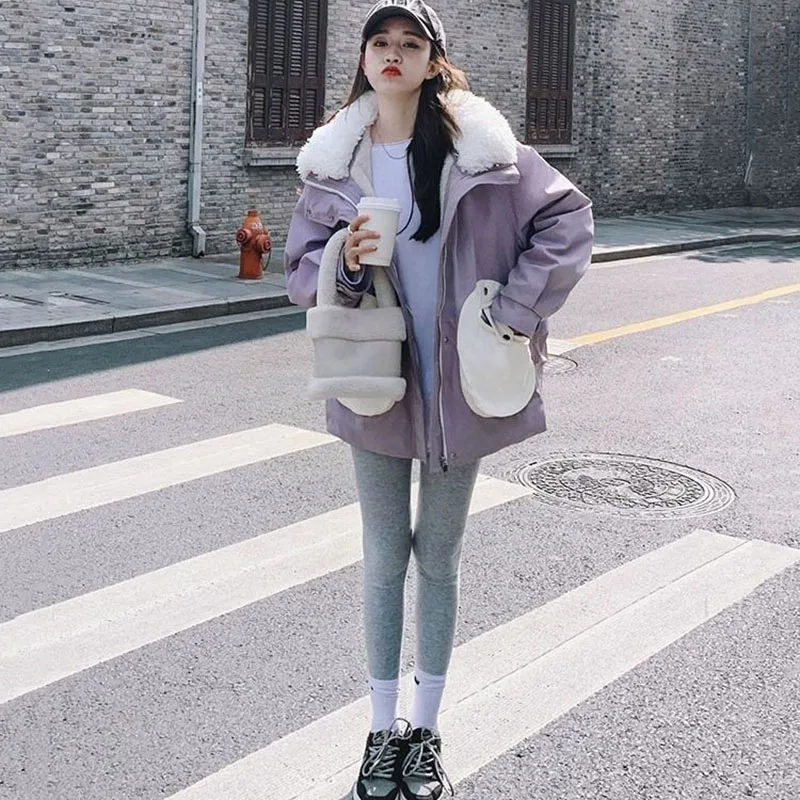 2025ฤดูหนาวใหม่ผู้หญิงขนแกะหนาHigh-Endรู้สึกผ้าฝ้ายเบาะStreetwear Niche Designเกาหลีสไตล์