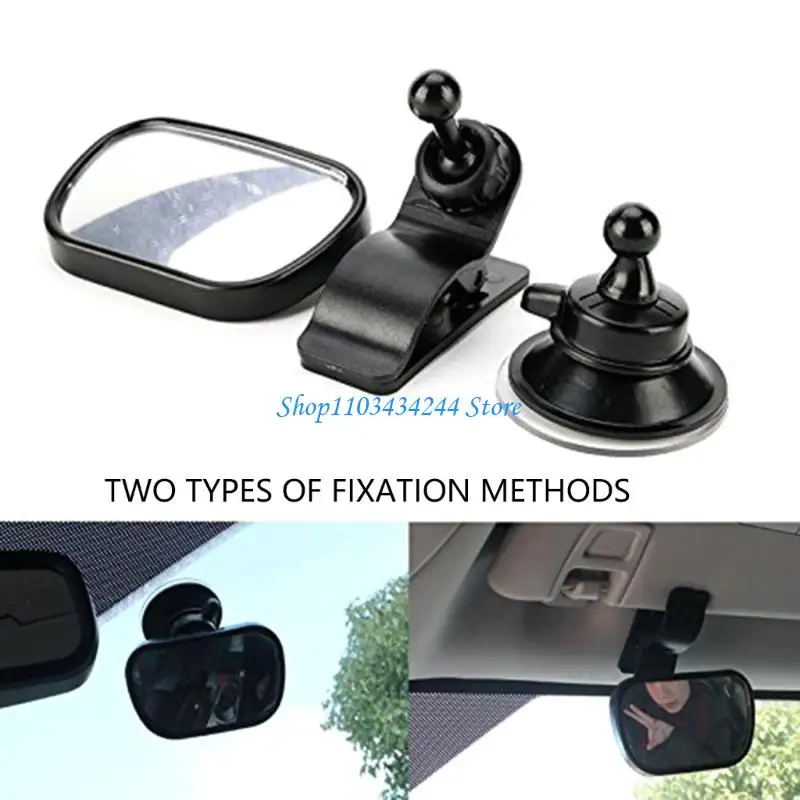 Wide Angles Baby Rearview Mirror Clip Suction Cup Mount For Rear Facing Infant