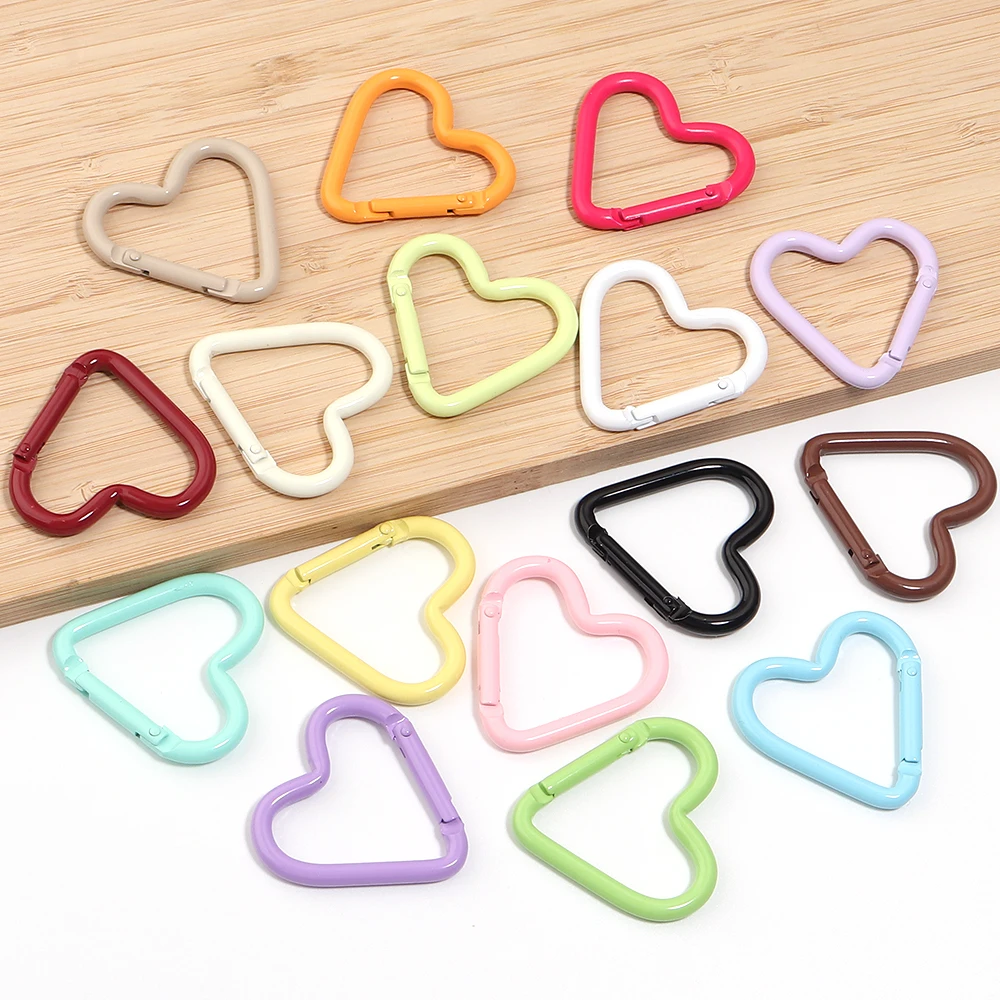 5 Stück bunte Herzförmige Federverschlüsse, Karabinerhaken aus Legierung, Ring-Schlüsselanhänger für DIY-Schlüsselanhänger, Schmuckverbinder, Zubehör – Detail 6