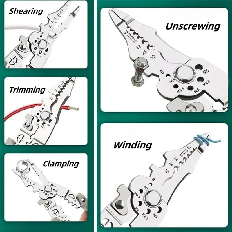 Professional Electrical Wire Stripper, Cutter & Crimper Pliers, Multifunctional Cable Handling Tool, Versatile Use Easy Install