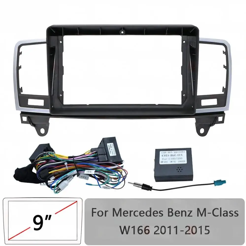 Car Radio Fascia Frame For Mercedes Benz M-Class W166 2011-2015 9 inch 2DIN Stereo Panel Harness Wire Power Cable Adapter Canbus