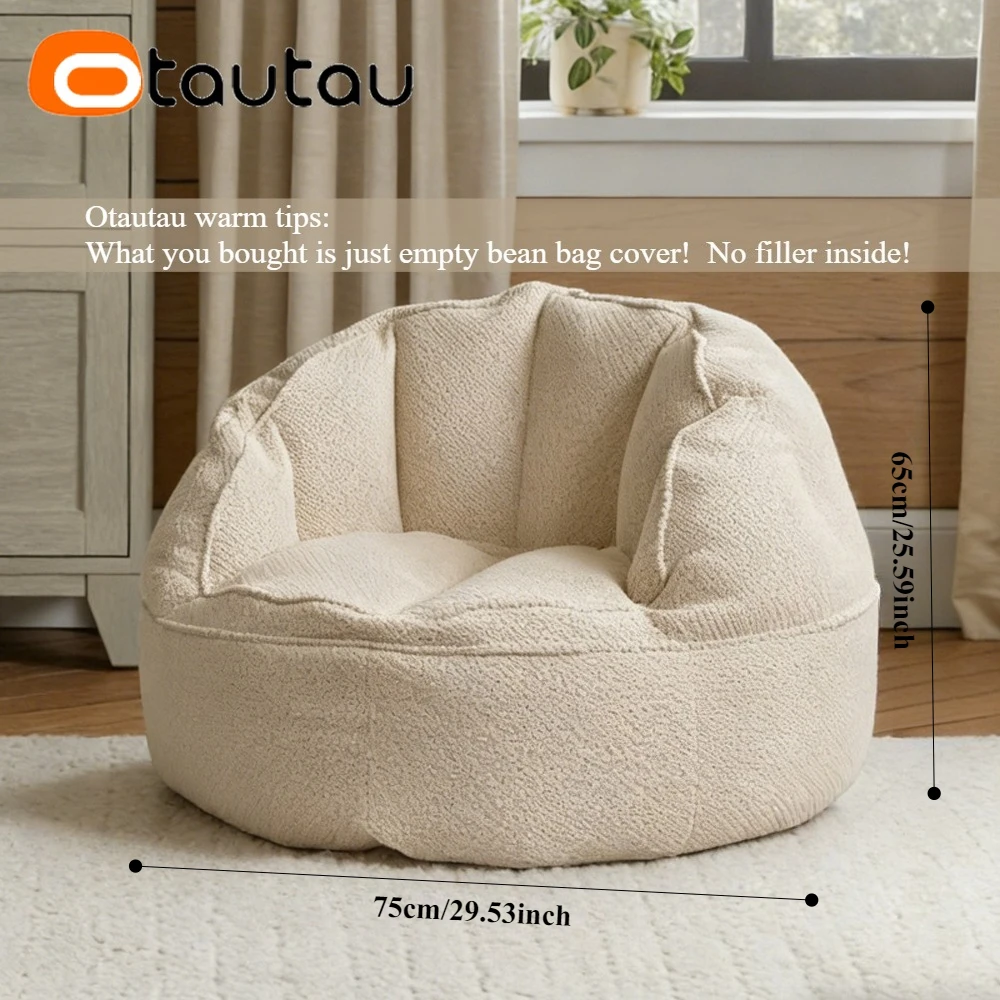 OTAUTAU Bean Bag Cover Soft Cotton Waffle Corner Nest Ottoman Pouf Beanbag Cover SF623【No Filler!Need Buy Filler Yourself!】 - view 3