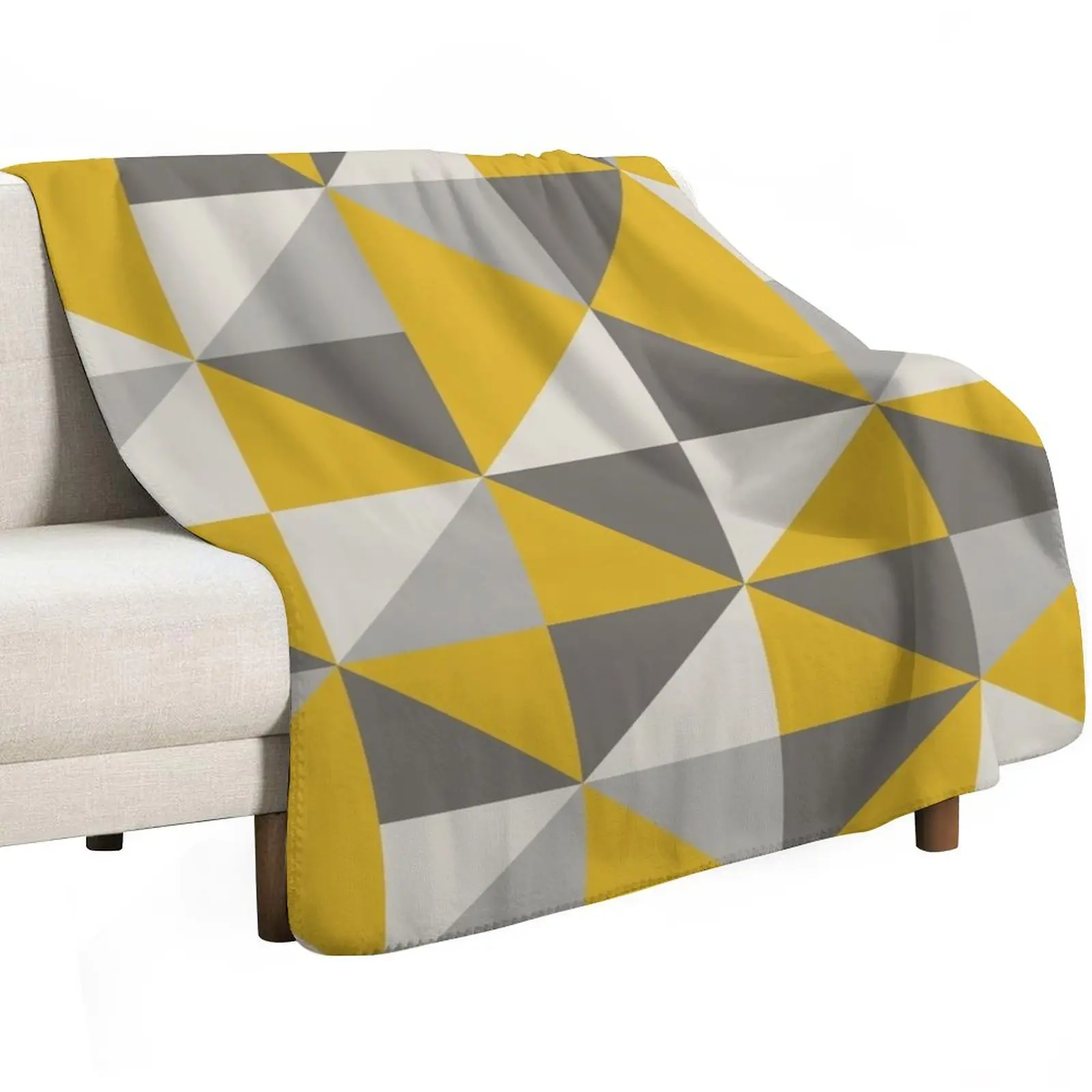 Retro Triangle Design in Yellow and Grey Throw Blanket Cute Plaid Thins Single Soft Big Beach valentine gift ideas Blankets