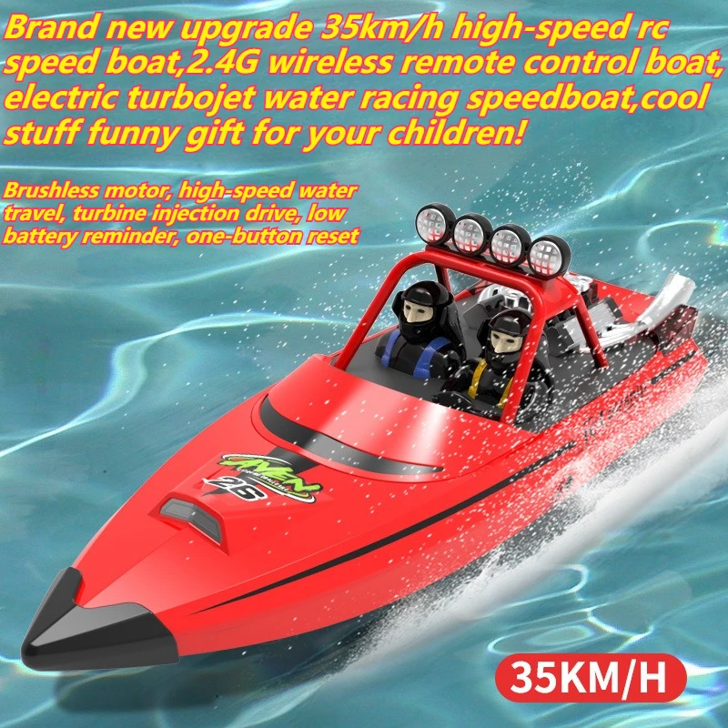 

Cool Stuff Rc Boats Funny Gift-New 35km/h High-speed Remote Control Boat,Brushless Turbo Jet Racing Rc Speed Boat,Toys for Kids