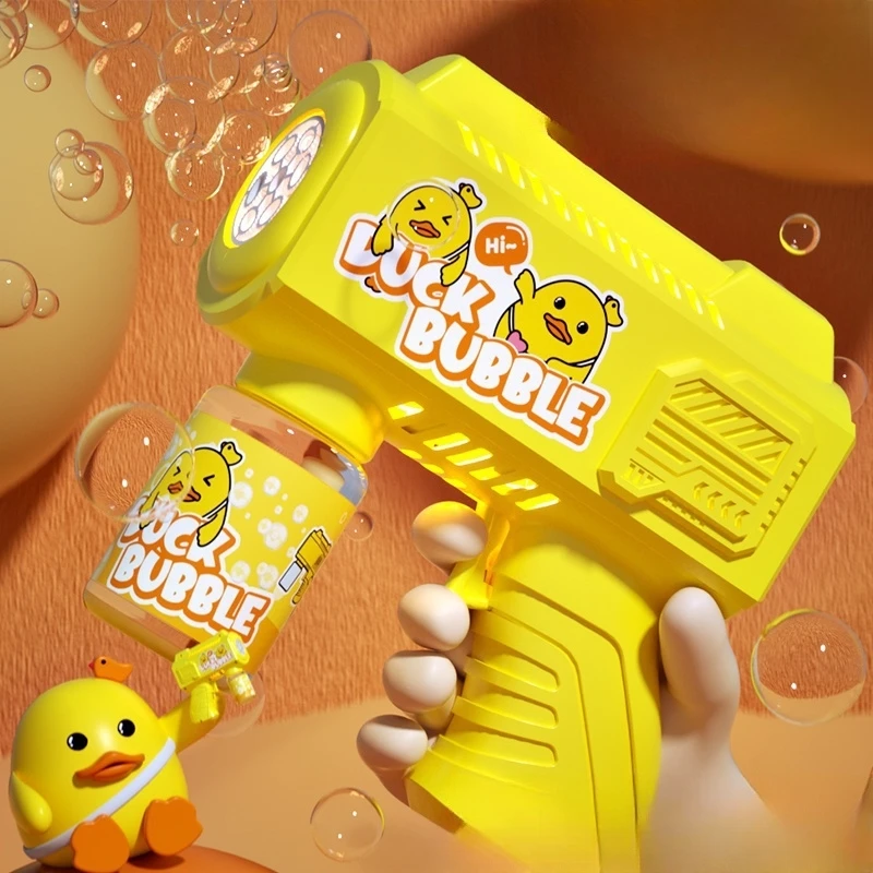 2025年新型リトルイエローアヒルバブルマシン10穴スペース電動バブルマシンネット有名人ホットスタイルハンドヘルドバブルガンおもちゃ