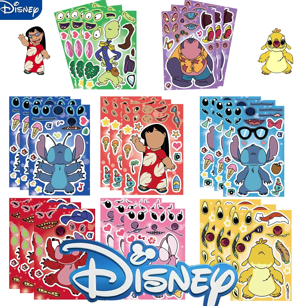 8 pezzi Disney Lilo e Stitch adesivi assemblaggio adesivo simpatico cartone animato per laptop bagagli skateboard graffiti decalcomanie divertente giocattolo classico