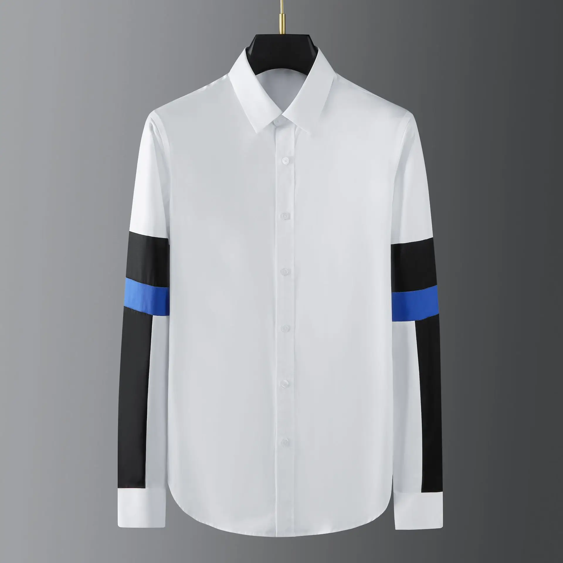 Splicing Men Shirts Long Sleeve Slim Fit Casual Shirt Male Business Social Formal Dress Shirts Stage Banquet Tuxedo Men Clothing