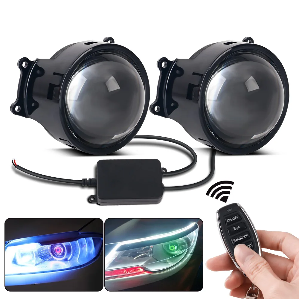 3-inch Devil's Eye LED Car Dynamic Lights Led Lenses Retrofit Kits Assembly Auto Accessories Headlight 12v with Remote Control