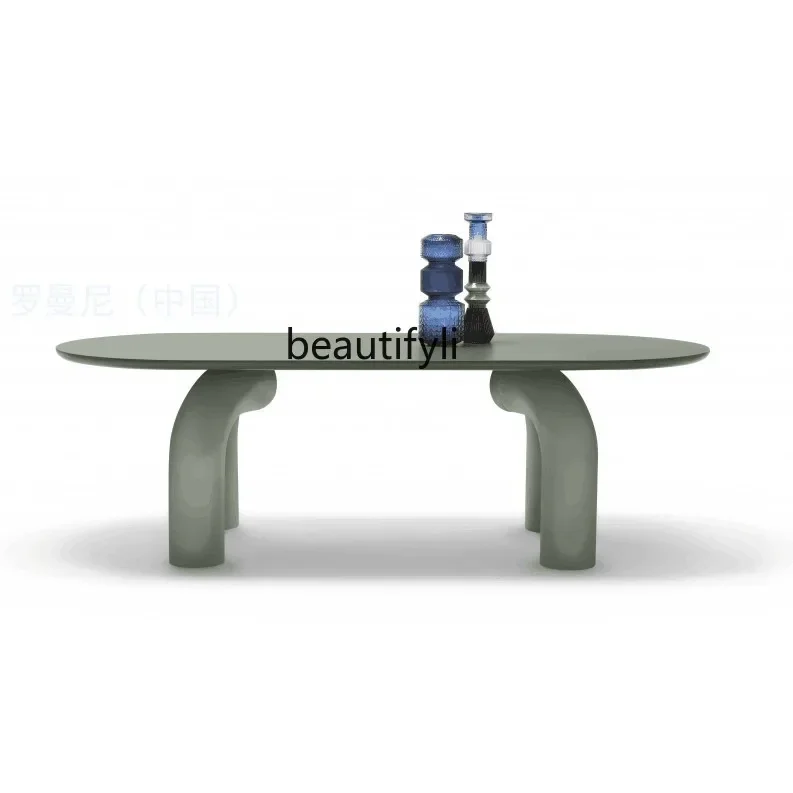 

Round dining table medieval solid wood dining table Italian minimalist designer personalized hotel negotiation table