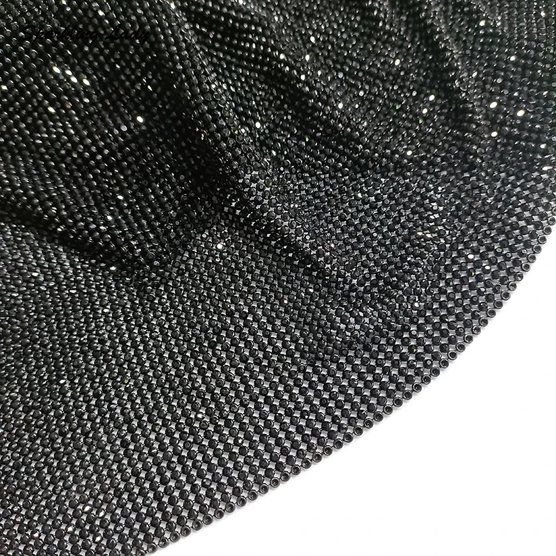 Luxury Sequin Fabric Crystal Material Bling 2MM Aluminum Rhinestone Mesh Glitter Metallic Cloth for DIY Bags Scarf Earrings