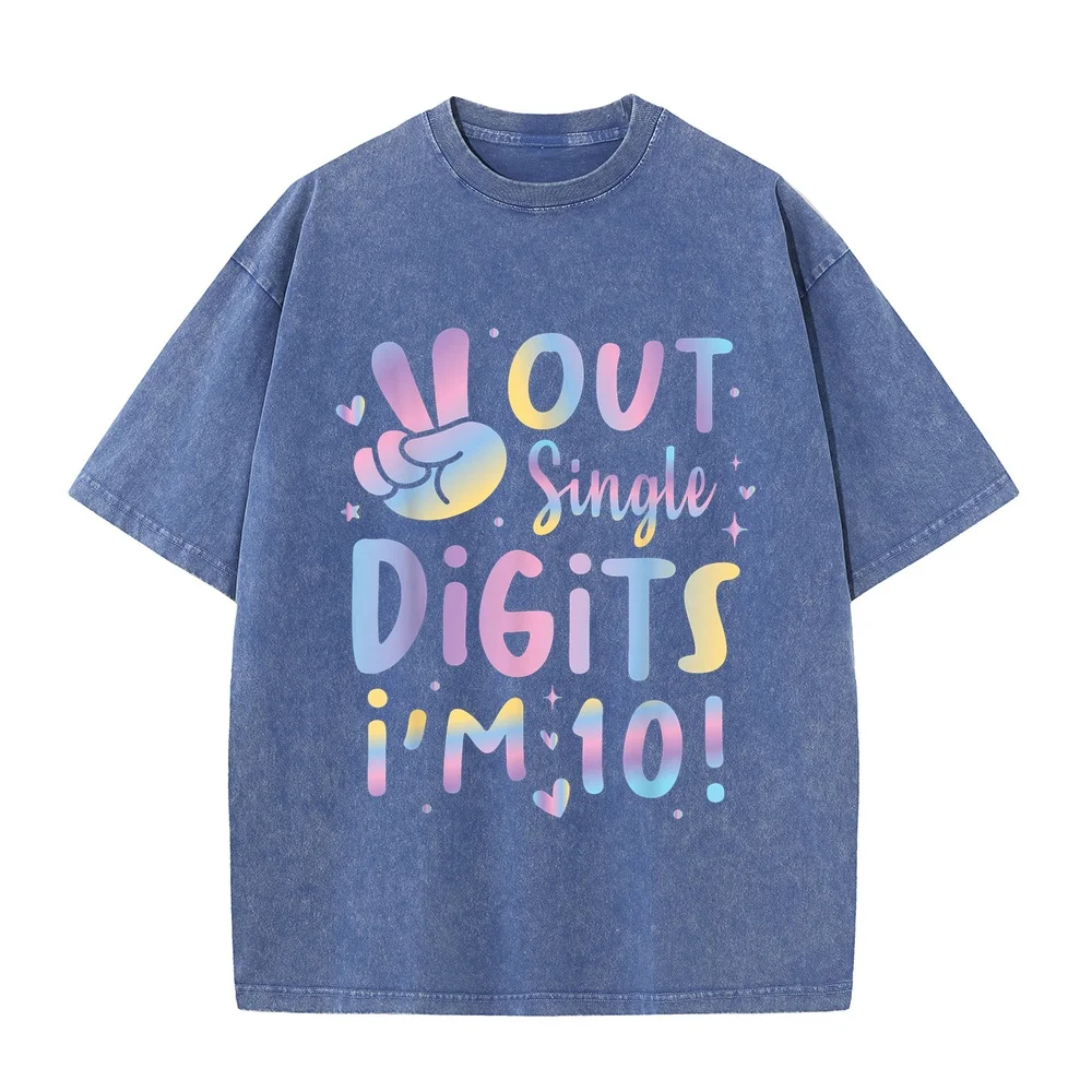 Peace Out Single Digits I'm 10 Birthday Girl 10th Years Old T-Shirt 한국인 Black Printed T Shirt Men Tee Summer Top Graphic Funny