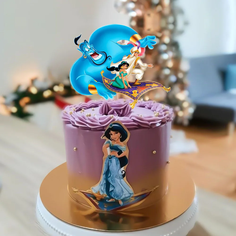 Aladdin Acrylic Cake Topper Birthday Party Decor Princess Jasmine Baby Shower DIY Baking Decoration for Wedding Home Activity