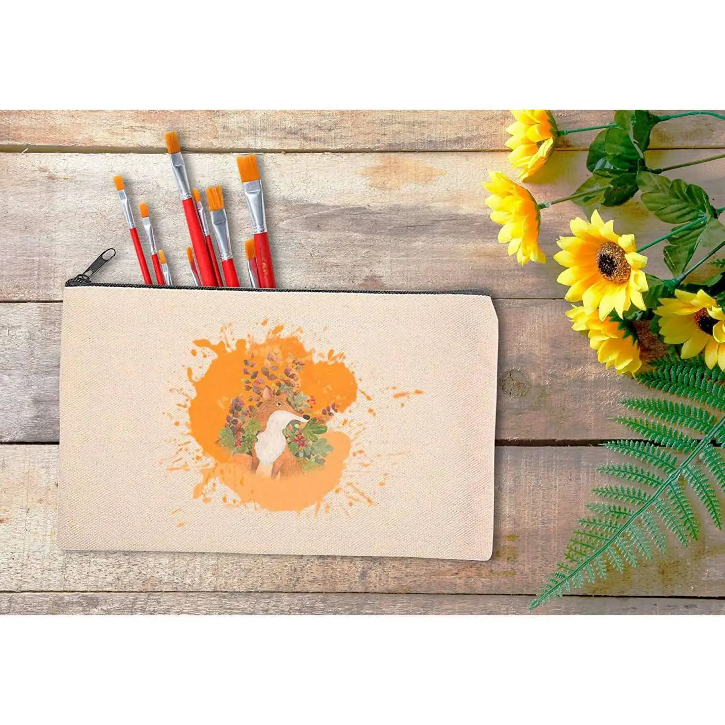 10 Uds. Bolsa para manualidades DIY en blanco, estuche de bolígrafo de lona, bolsas de maquillaje en blanco, bolsa de lápices de lona, bolsa de cosméticos de lona de algodón, bolsa de viaje