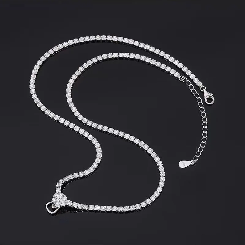 Luxury Diamond Chain Can Be Paired with Any Pendant 100% 925 Sterling Silver Geometric Cut Sparkling Diamond Pendant  Jewelry