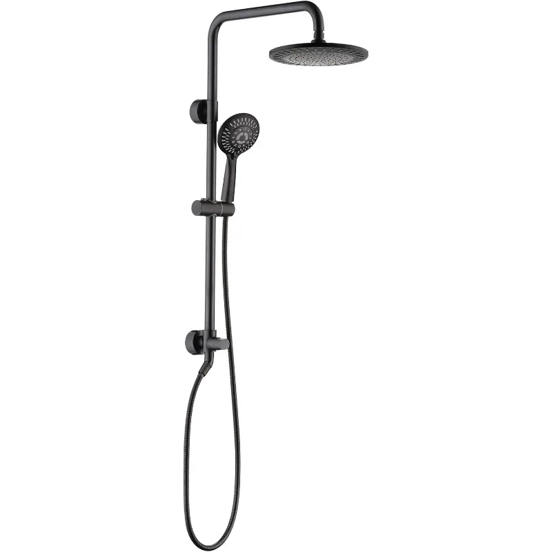 

Shower Head with Height Adjustable Holder, Solid Brass Rail and 60 Inch Long Stainless Steel Shower Hose, 2.5 Gallon Per Minute