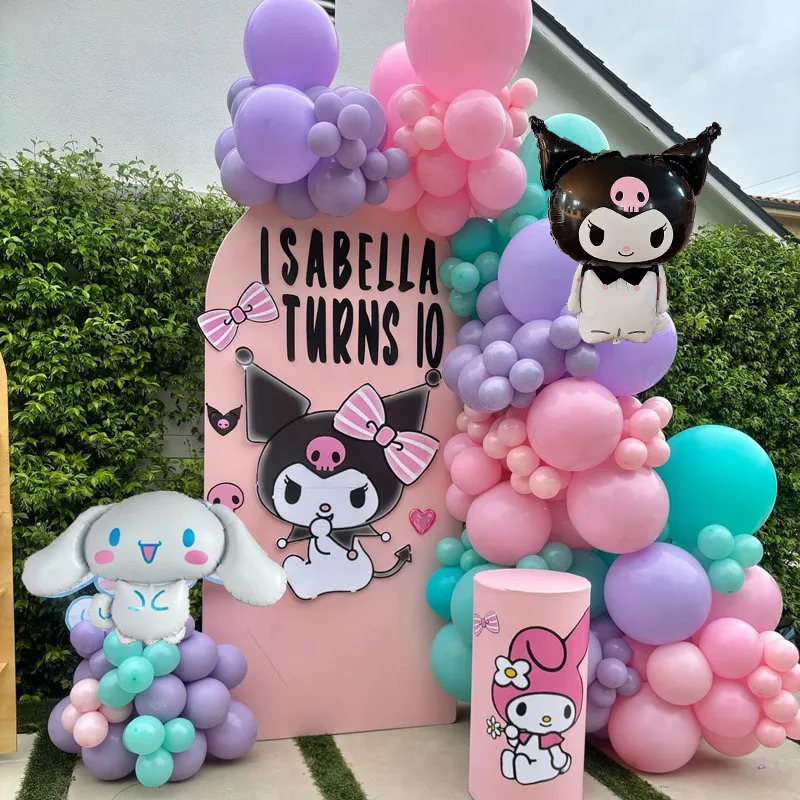 116PCS Sanrio Kulomi Cinnamoroll Theme Balloon Arch Set Macaron Latex Balloons Girl Baby Shower Birthday Party Favors Decoration