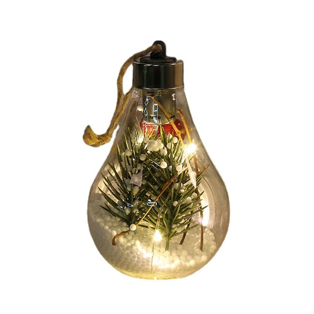 Bola de bombilla LED de Navidad, adorno de árbol de Navidad transparente para decoración de fiesta en casa, lámpara colgante, regalos de Festival