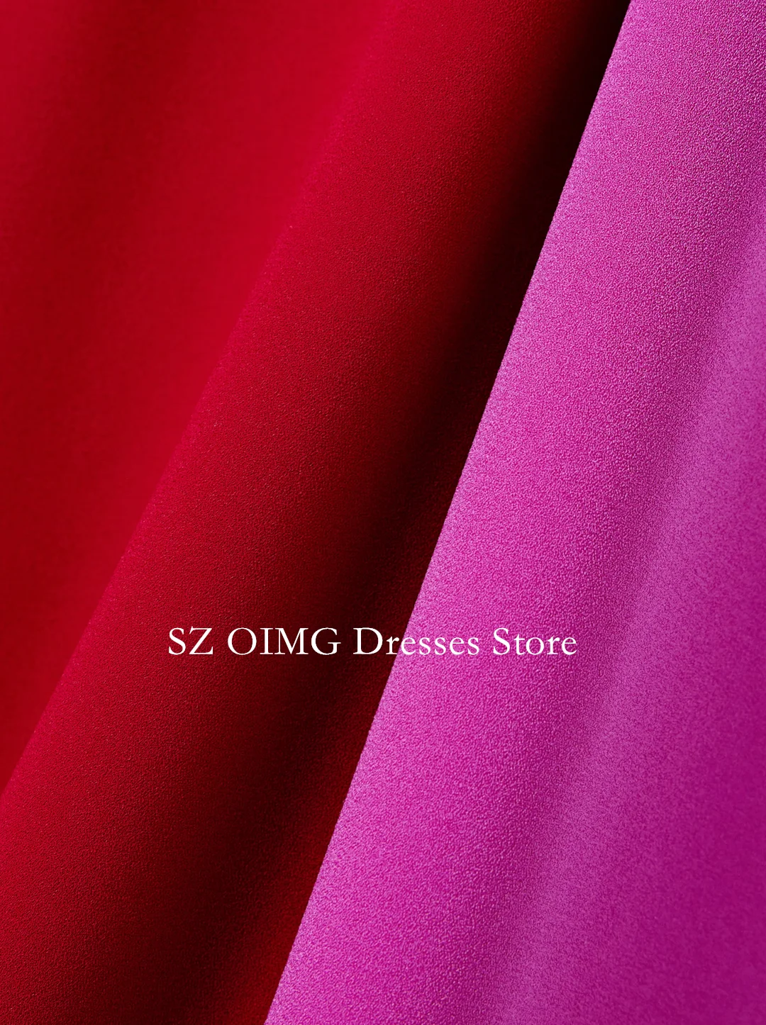 OIMG New Design One-Shoulder Prom Dresses Saudi Arabic Women Cape Sleeves Red Crepe Satin Evening Gowns Formal Party Dress