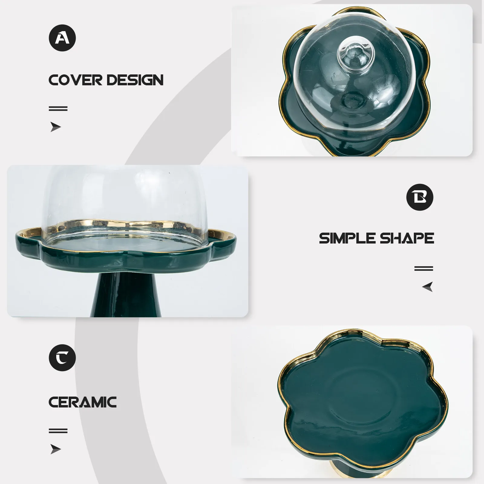 

Набор из 1 керамической подставки для торта с высоким основанием и куполообразной крышкой для свадебных торжеств, демонстрации тортов и подачи закусок