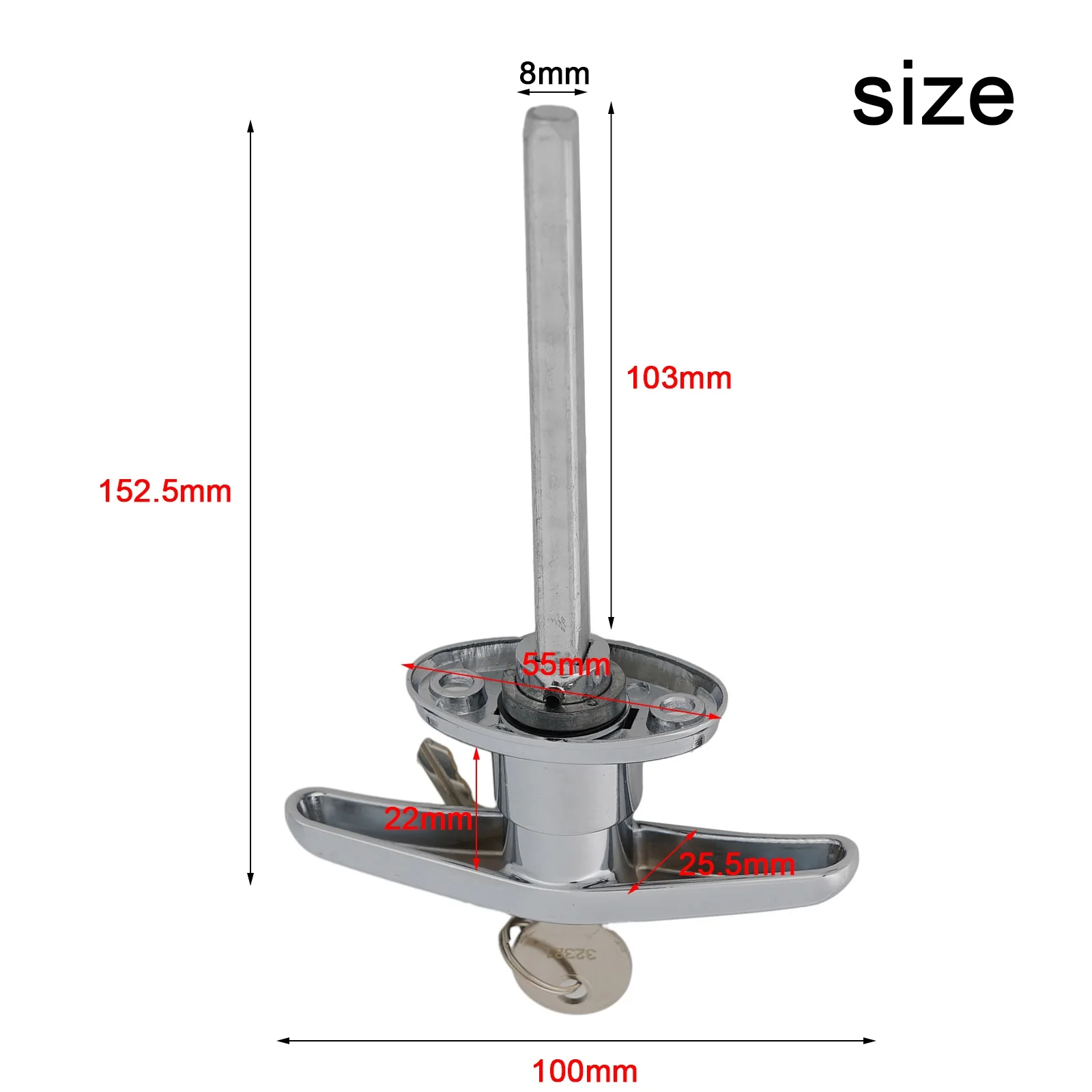 Garage Door Lock With Key T-Type Rear Fix Keyed To Differ For Caravan Shed Campervan Industrial Trailer RV Short Lever Door Lock