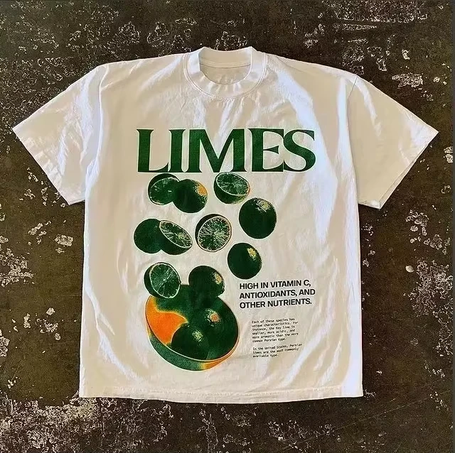 2025 Summer Fashion Tee Men Women Cotton T-shirt Y2K Loose Street Letter Print Short Sleeve Casual T-shirt Retro Harajuku Top