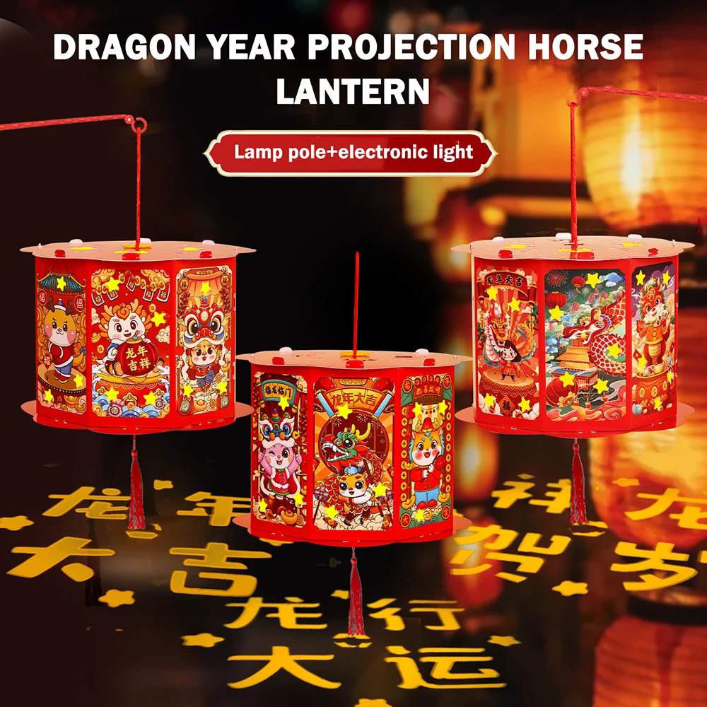 LED Chinese Lantern DIY Red Paper Chinese Lamp Decoration Traditional New Year Hanging Festival Lantern For kids Handmade Gifts