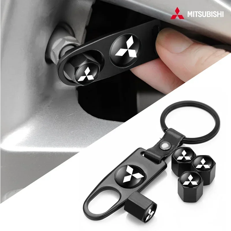 Car Keychain Tire Valve Cap Car Styling Accessories For Mitsubishi Pajero Outlander XL Montero Lancer Triton l200 Galant Evo ASX