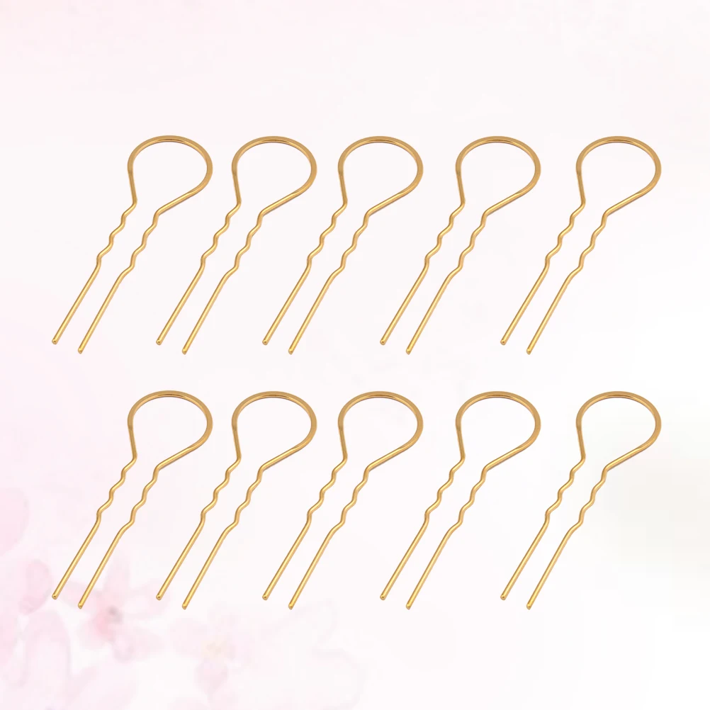 10 قطعة دبابيس الشعر على شكل حرف U مقاطع الشعر المتموجة دبابيس الشعر سبيكة للنساء الذهبي فريد نظرة مميزة عصا الشعر