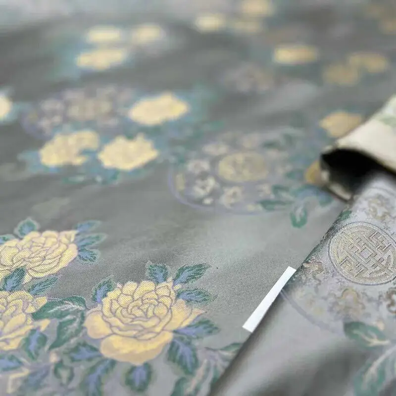 Non-Heritage Real Silk Song Dynasty Brocade Fabric Flower New Chinese Style Chinese Style Coat Dress Cheongsam Silk Fabric