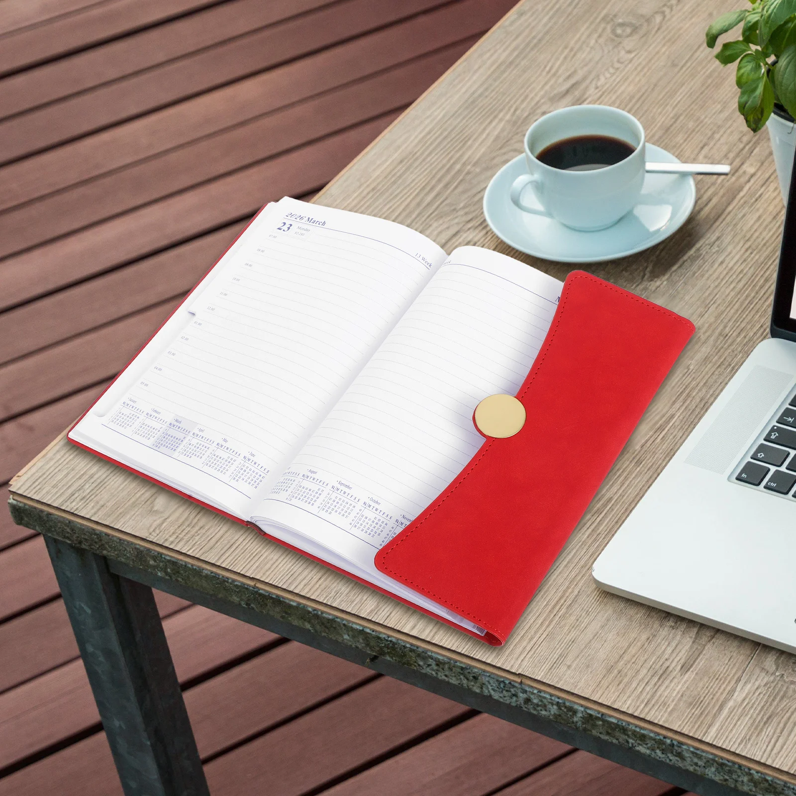 

Daily Planner Notebook Calendar Journal Stylish PU Cover Monthly Index Tabs for Work Study School Office Task Management