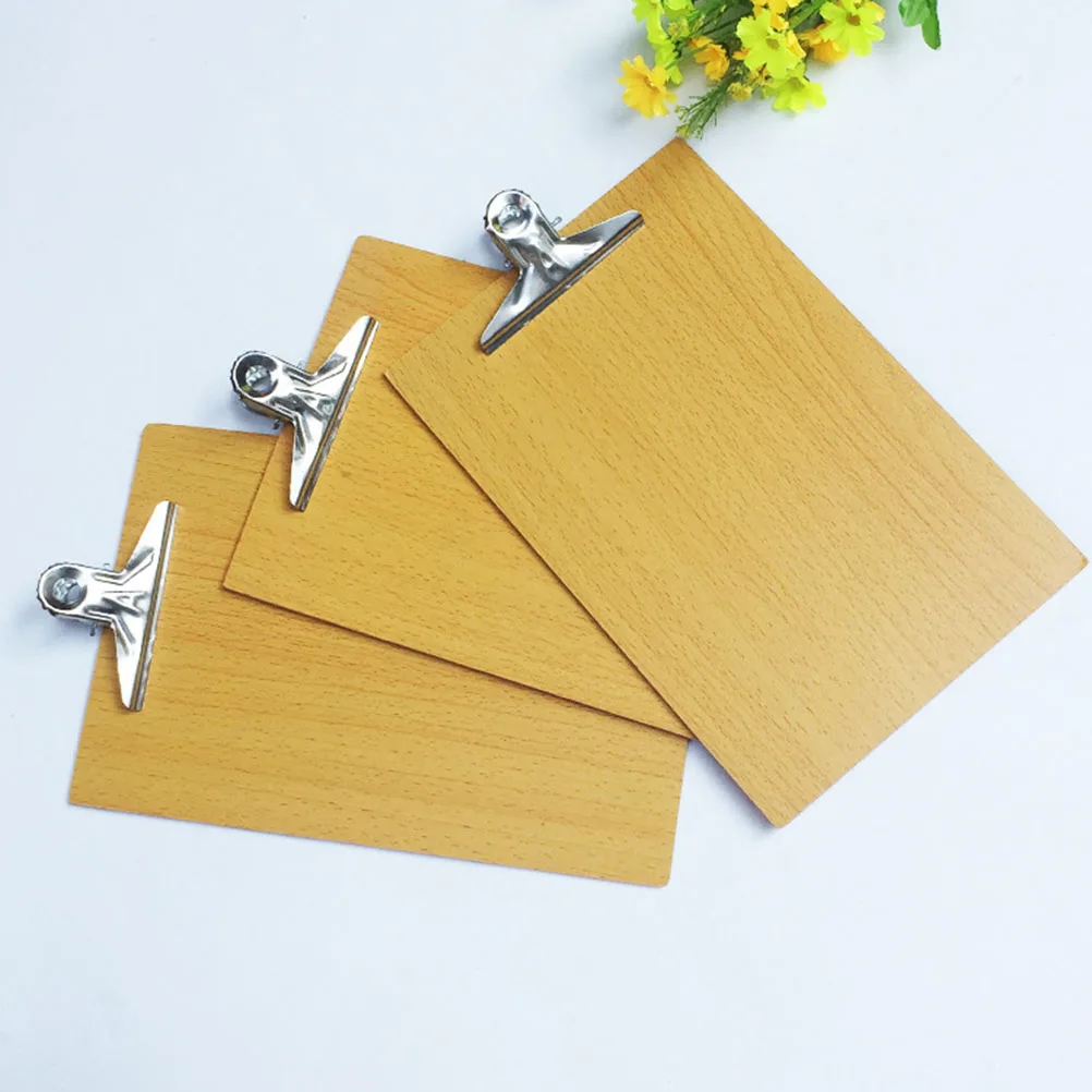 

6pcs A4 Letter Size Hardboard Clipboard Metal Clip Strong Clamping Force Office File Holder Wood Clipboards Round Edge