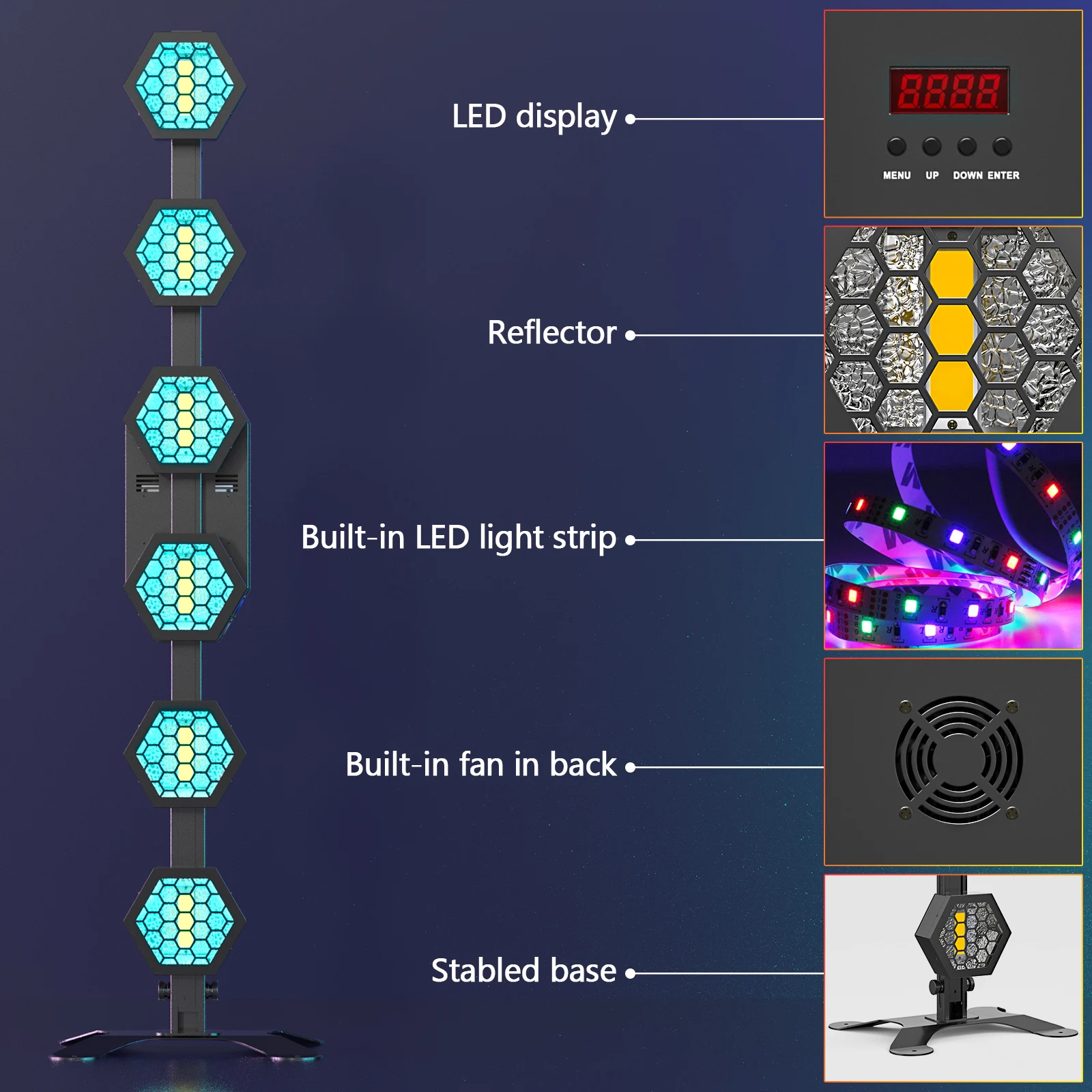 Yiflamefly 240W RGB Linear Vintage Light Stage Lights 6PCS 50W COB LEDs Retro Flash Light DMX512 For DJ Concert Party Weddings