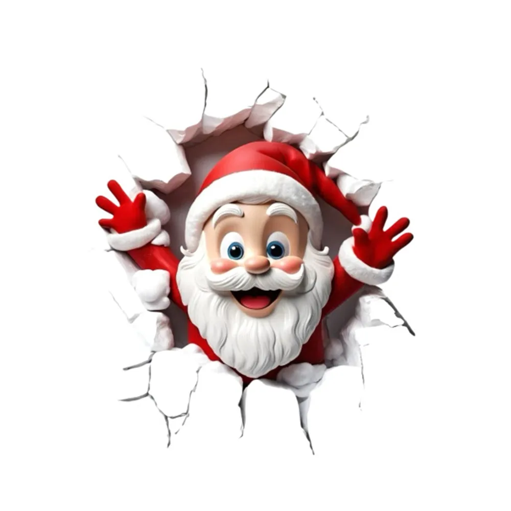 Multicolor Christmas Toilet Sticker Cartoon PVC Xmas Sticker Xmas Ball Santa Broken Wall Merry Christmas Decoration