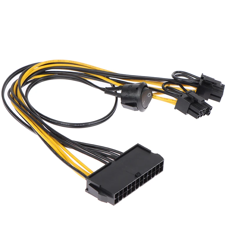 Cabo de 24 Pinos para Duplo 6+2 Pinos (8 Pinos) com Interruptor Liga/Desliga - Conector Macho de 6 Pinos e 8 Pinos para 24 Pinos - Oferta Imperdível