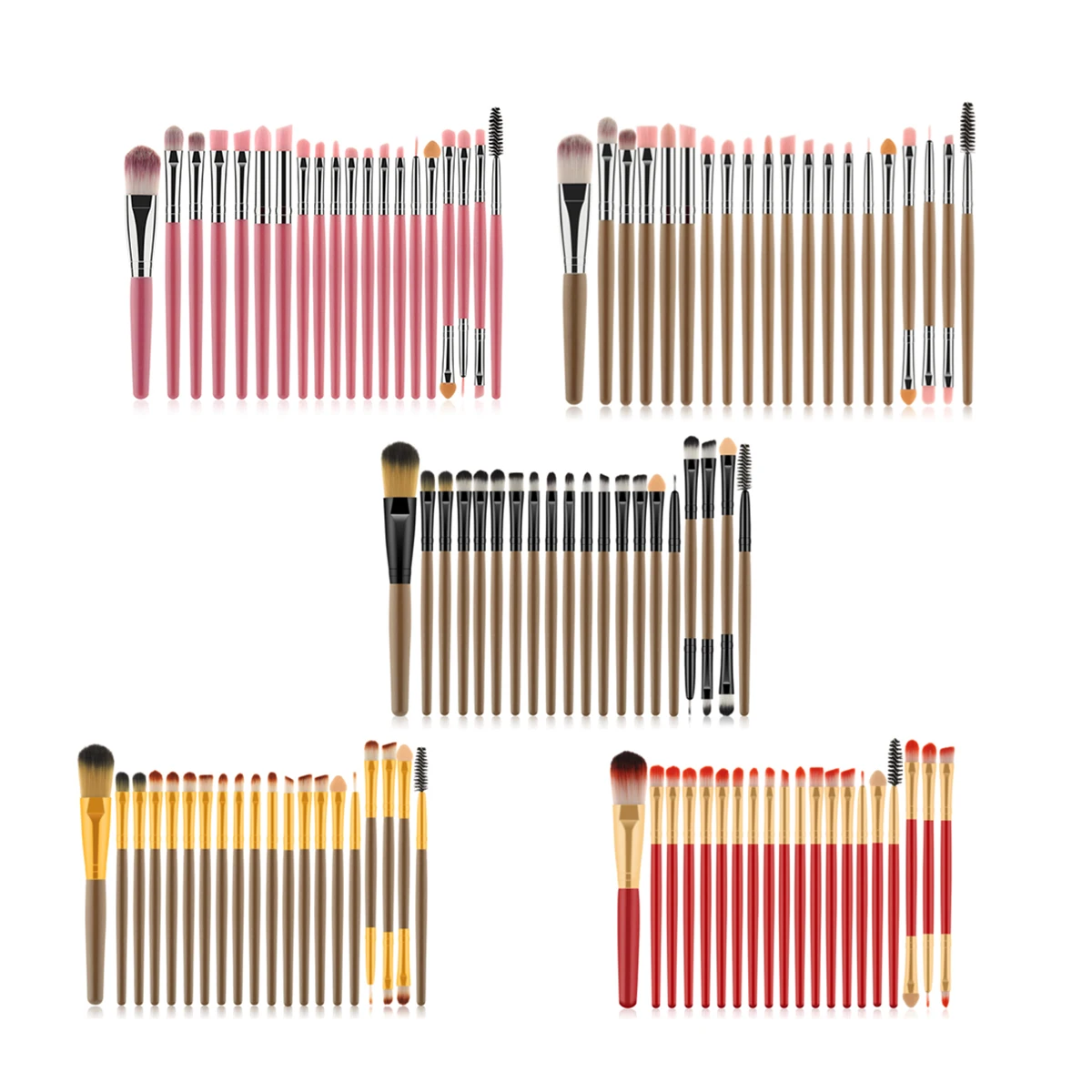 Juego de 20 Uds de brochas de maquillaje cosméticas con mango de bambú de uso diario profesional para mujeres brocha para polvo