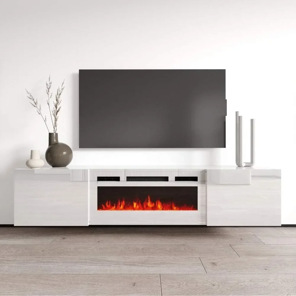 

Floating Fireplace TV Stand for TVs up to 80", Entertainment Center, Wall Mounted Electric Fireplace TV Media Console