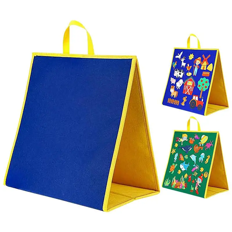 

Foldable Felt Story Board DIY Freestanding Felt Board Felt Learning Board Ocean Farm Animal Teaching Aids Board With Handle