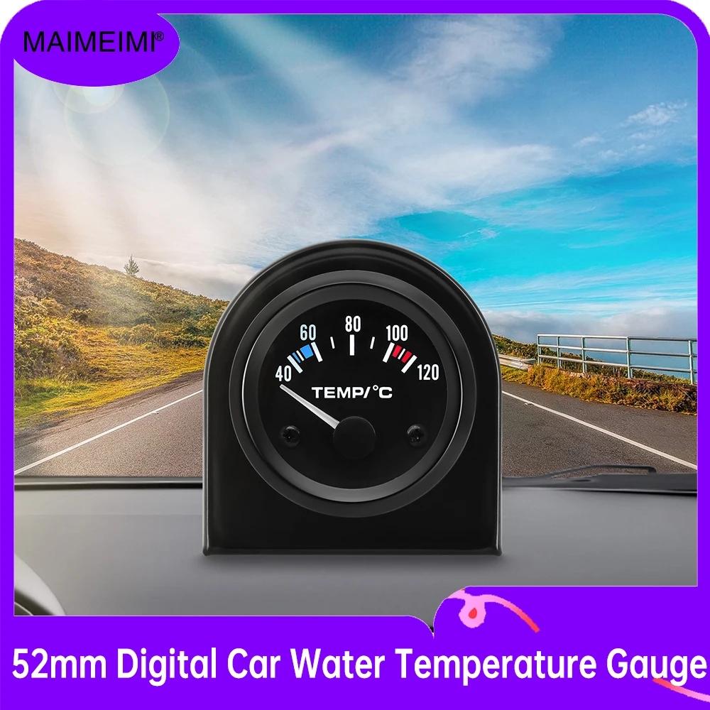 

52 мм датчик температуры воды с подсветкой 12 В автомобильный цифровой указатель автомобильный датчик черный корпус с датчиком 40 ~ 120 Цельсия
