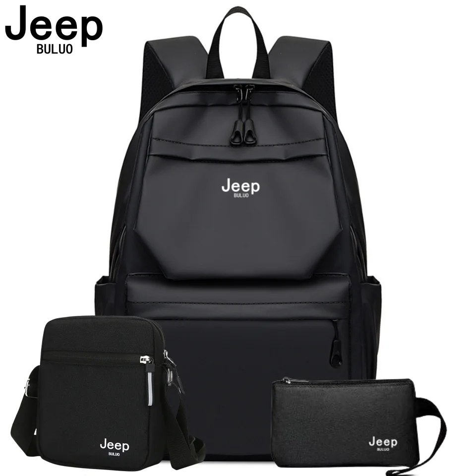 JEEP BULUO Brand Men Backpacks Business Casual 15' Laptop Pack Bags Waterproof Nylon High Quality Travel Bag Motorcyclist New