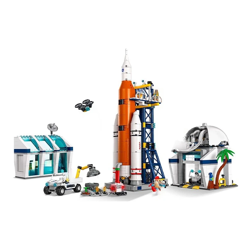 City Series Rocket Launch Centre Building Blocks Space Base Launching Tower Astronaut Bricks Toys For Boys Gifts