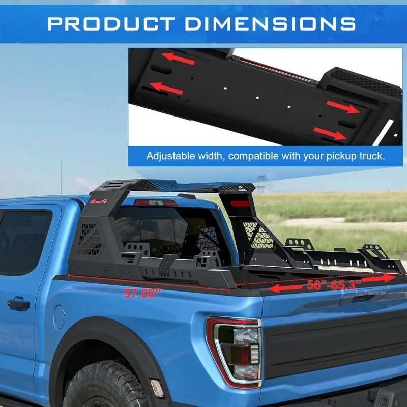 Universal Full Mid Size Adjustable Sport Pickup Truck Bed Roll Bar For Hilux Revo Vigo Ranger F-150 Ram Tacoma Tundra